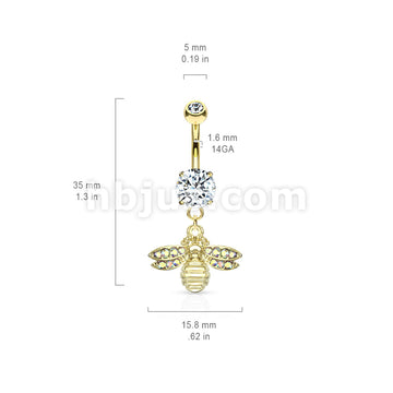 316L Surgical Steel 316L Surgical Steel Bee With AB Crystal Paved Wings... - Image 6