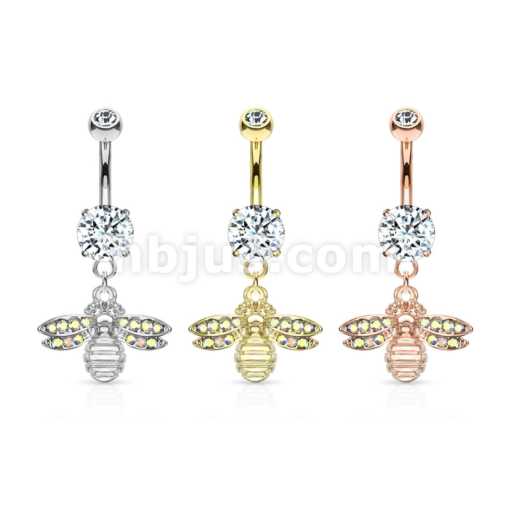 316L Surgical Steel 316L Surgical Steel Bee With AB Crystal Paved Wings... - Image 7