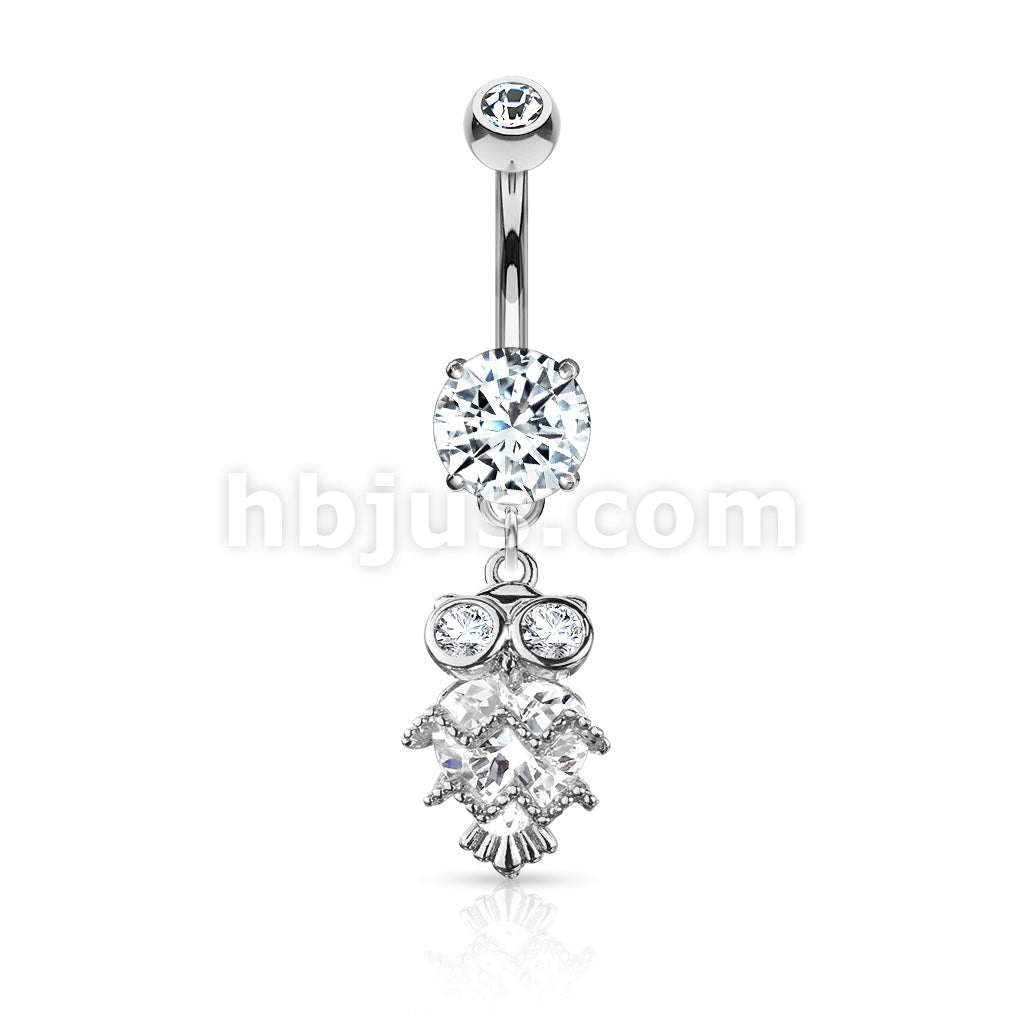 316L Surgical Steel 316L Surgical Steel CZ Owl With Heart Shaped Body... - Image 3