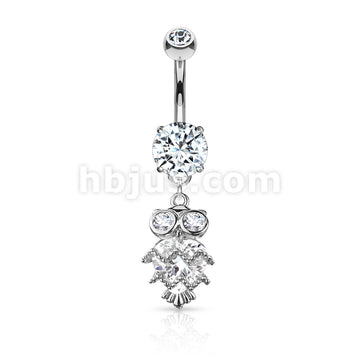 316L Surgical Steel 316L Surgical Steel CZ Owl With Heart Shaped Body... - Image 3