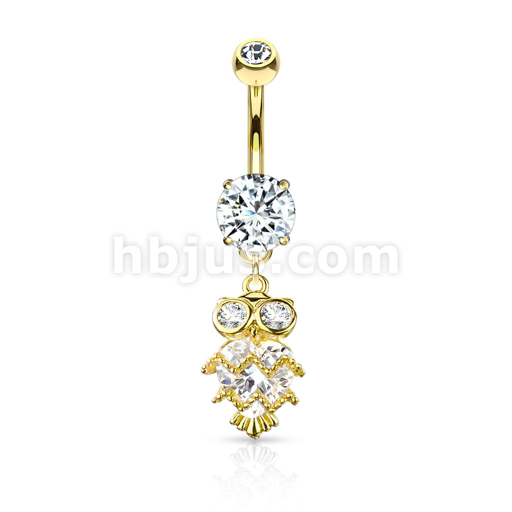 316L Surgical Steel 316L Surgical Steel CZ Owl With Heart Shaped Body... - Image 4