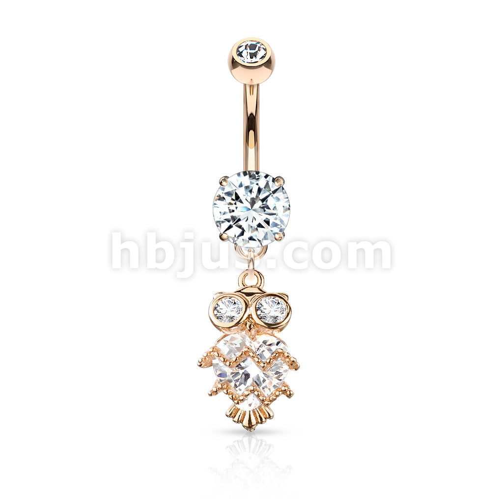 316L Surgical Steel 316L Surgical Steel CZ Owl With Heart Shaped Body... - Image 5