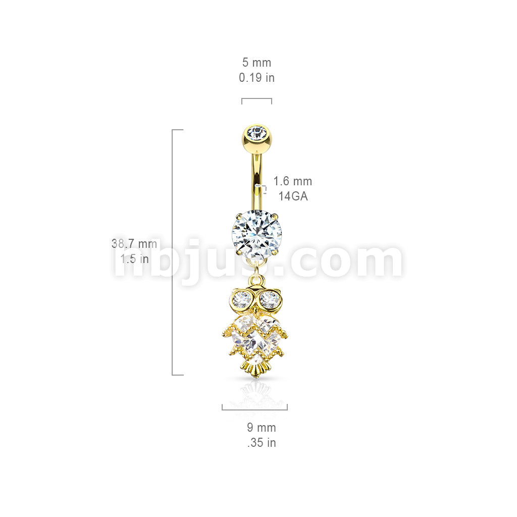 316L Surgical Steel 316L Surgical Steel CZ Owl With Heart Shaped Body... - Image 6