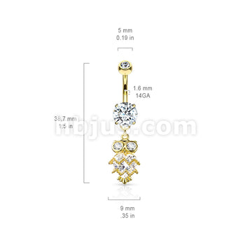 316L Surgical Steel 316L Surgical Steel CZ Owl With Heart Shaped Body... - Image 6