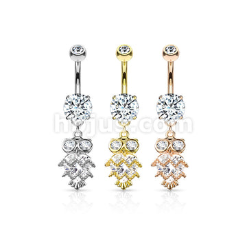 316L Surgical Steel 316L Surgical Steel CZ Owl With Heart Shaped Body... - Image 7