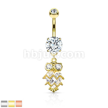 316L Surgical Steel 316L Surgical Steel CZ Owl With Heart Shaped Body... - Image 2