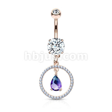 316L Surgical Steel CZ Paved Circle With Pear Shaped Green and Blue Two... - Image 5