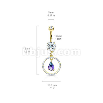 316L Surgical Steel CZ Paved Circle With Pear Shaped Green and Blue Two... - Image 6