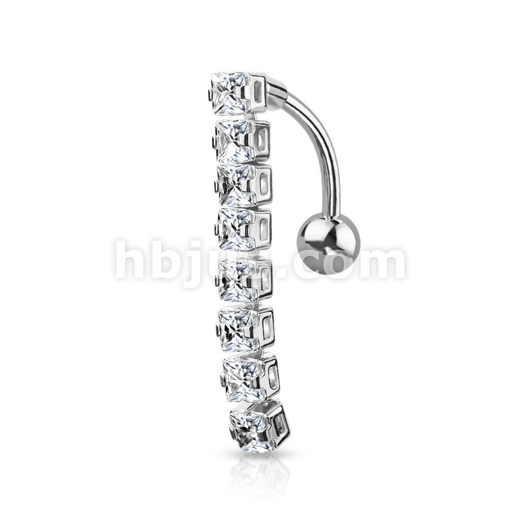 316L Surgical Steel 316L Surgical Steel 8 Square CZ Top Drop Belly... - Image 3