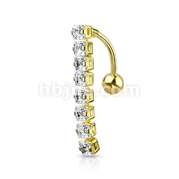 316L Surgical Steel 316L Surgical Steel 8 Square CZ Top Drop Belly... - Image 4