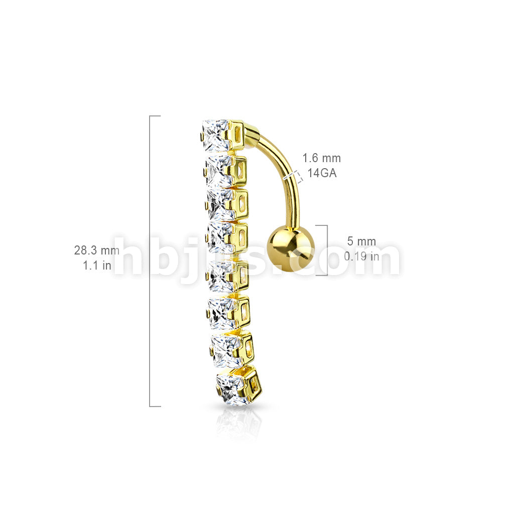 316L Surgical Steel 316L Surgical Steel 8 Square CZ Top Drop Belly... - Image 6