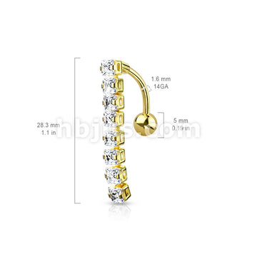 316L Surgical Steel 316L Surgical Steel 8 Square CZ Top Drop Belly... - Image 6