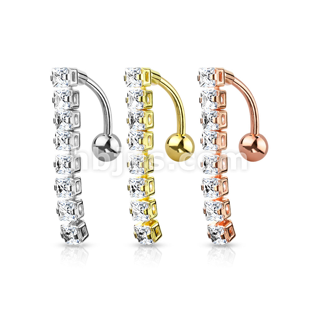 316L Surgical Steel 316L Surgical Steel 8 Square CZ Top Drop Belly... - Image 7