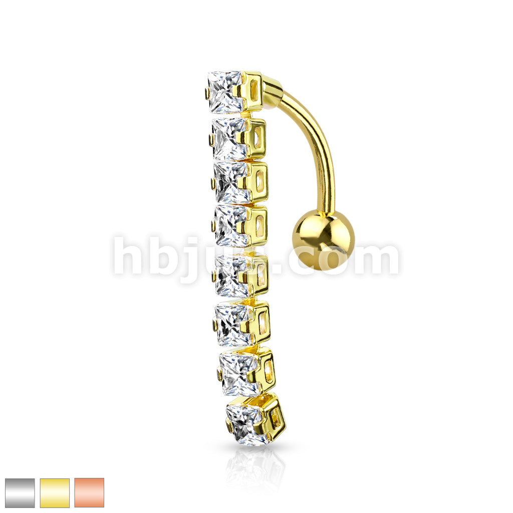 316L Surgical Steel 316L Surgical Steel 8 Square CZ Top Drop Belly... - Image 2