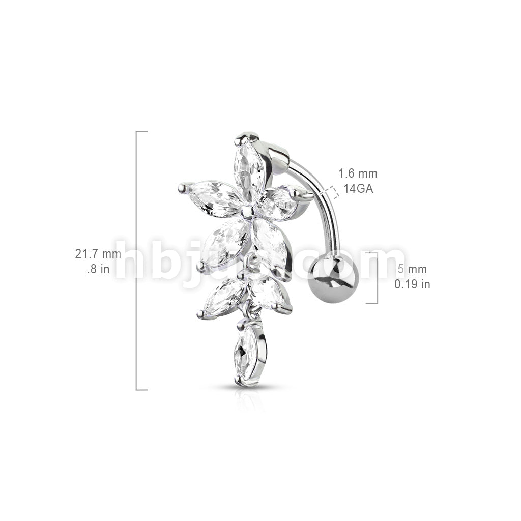 316L Surgical Steel 316L Surgical Steel Marquise CZ Flower With... - Image 6