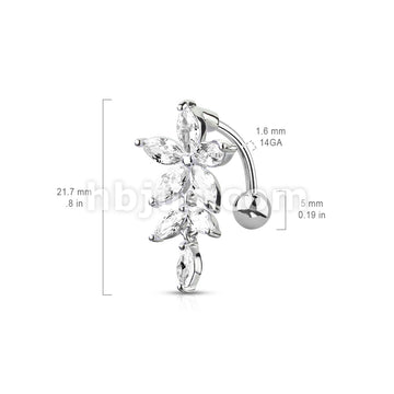 316L Surgical Steel 316L Surgical Steel Marquise CZ Flower With... - Image 6