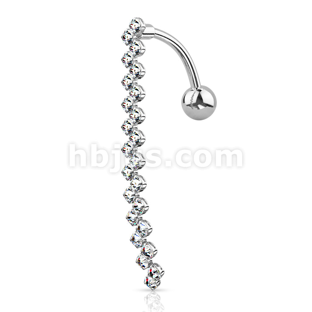 316L Surgical Steel 316L Surgical Steel CZ Paved Zig Zag Line Belly... - Image 3