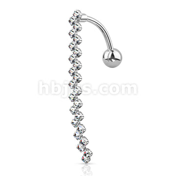 316L Surgical Steel 316L Surgical Steel CZ Paved Zig Zag Line Belly... - Image 3