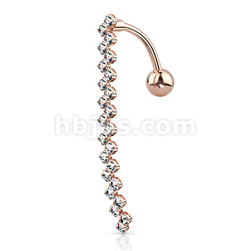 316L Surgical Steel 316L Surgical Steel CZ Paved Zig Zag Line Belly... - Image 5