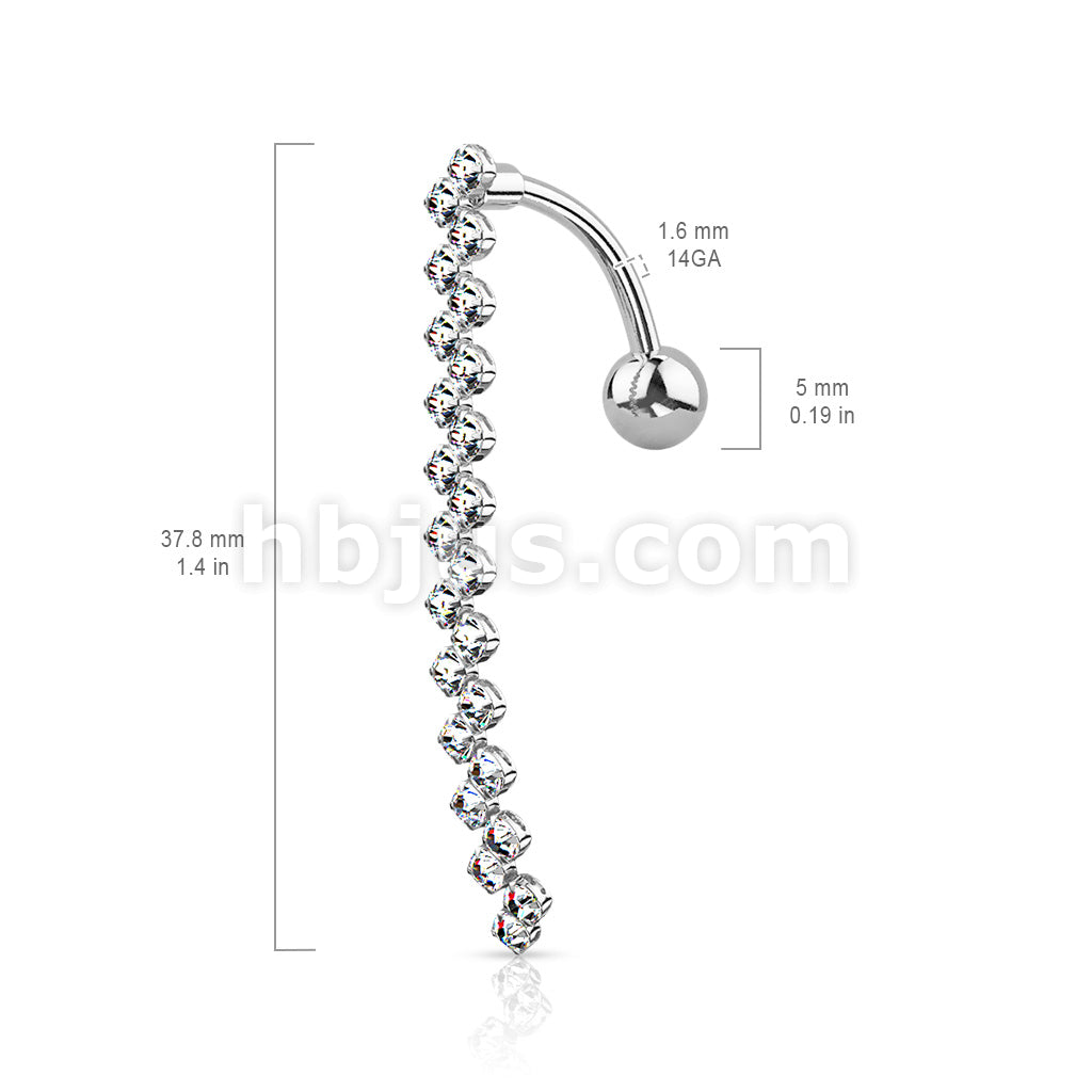 316L Surgical Steel 316L Surgical Steel CZ Paved Zig Zag Line Belly... - Image 6