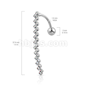 316L Surgical Steel 316L Surgical Steel CZ Paved Zig Zag Line Belly... - Image 6