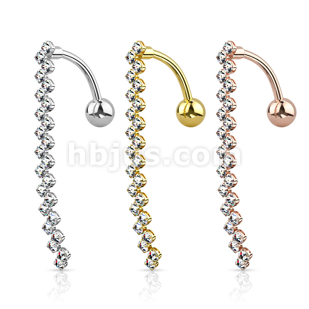 316L Surgical Steel 316L Surgical Steel CZ Paved Zig Zag Line Belly... - Image 7