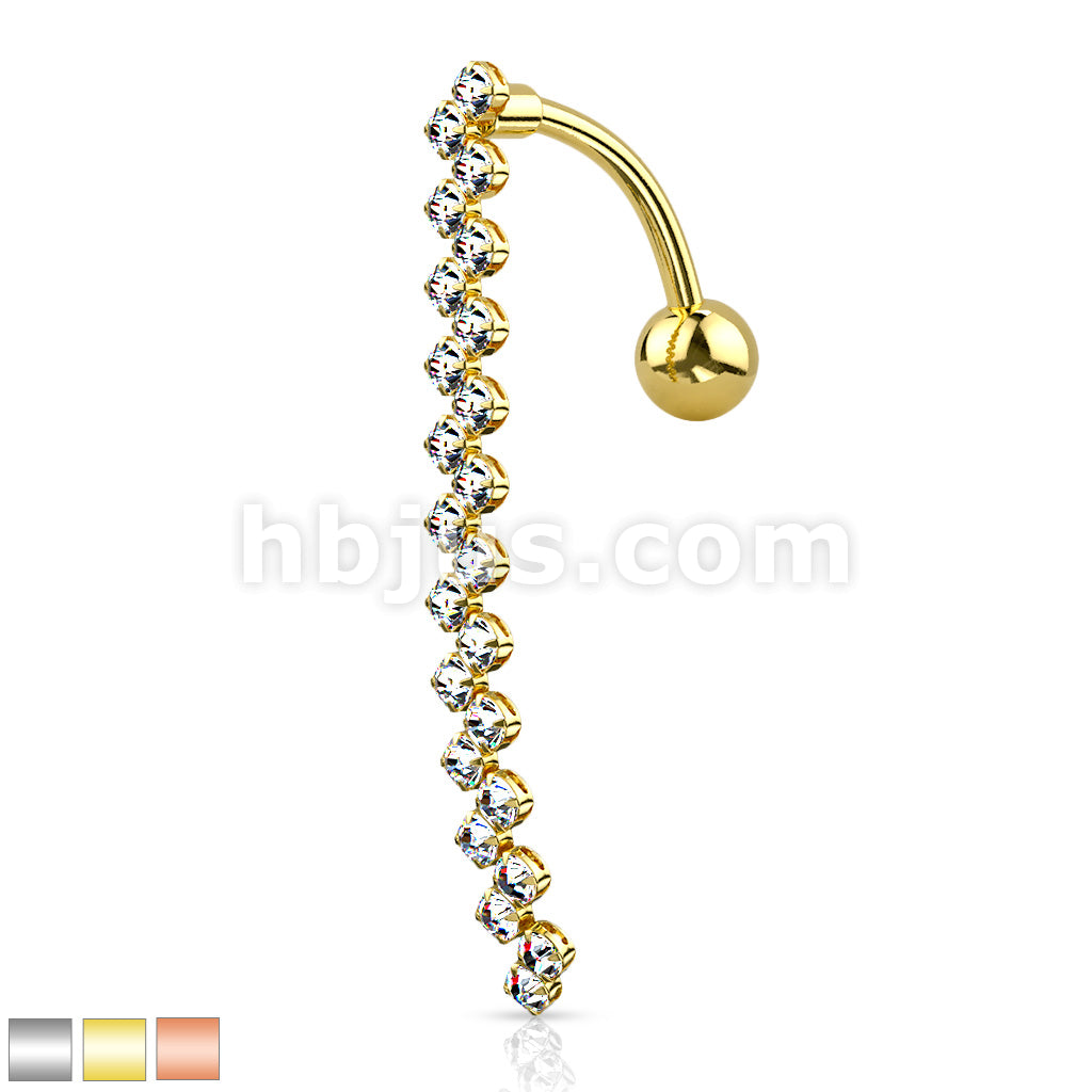 316L Surgical Steel 316L Surgical Steel CZ Paved Zig Zag Line Belly... - Image 2