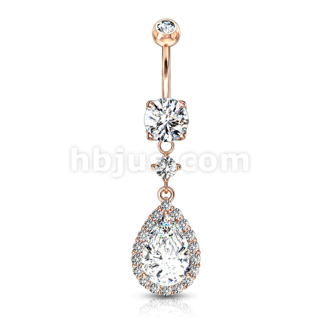 316L Surgical Steel Round CZ Prong Set With Large Tear Drop CZ With CZ... - Image 5