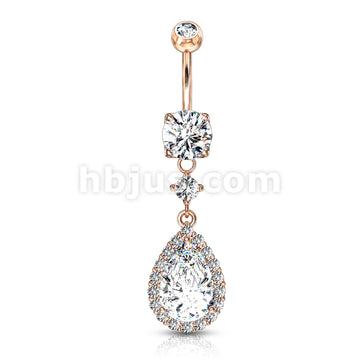 316L Surgical Steel Round CZ Prong Set With Large Tear Drop CZ With CZ... - Image 5