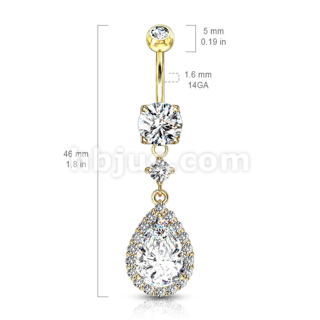 316L Surgical Steel Round CZ Prong Set With Large Tear Drop CZ With CZ... - Image 6
