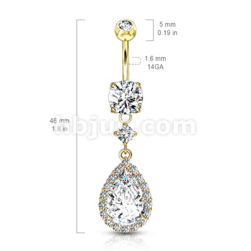 316L Surgical Steel Round CZ Prong Set With Large Tear Drop CZ With CZ... - Image 6
