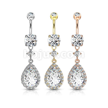 316L Surgical Steel Round CZ Prong Set With Large Tear Drop CZ With CZ... - Image 7