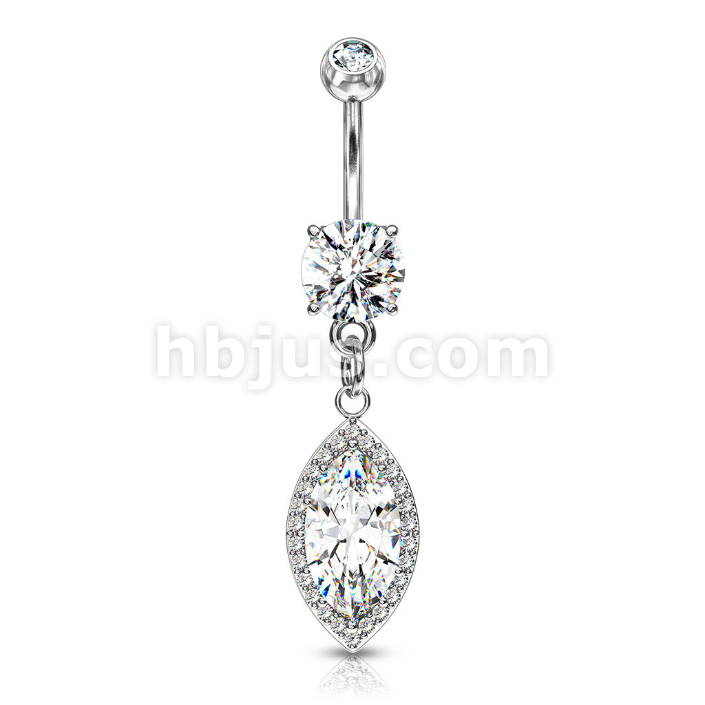 Round CZ Prong Set with Large Marquise  CZ with CZ Around Dangle 316L... - Image 3