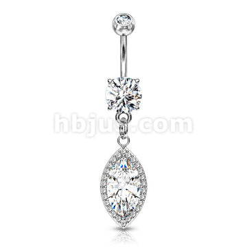 Round CZ Prong Set with Large Marquise  CZ with CZ Around Dangle 316L... - Image 3