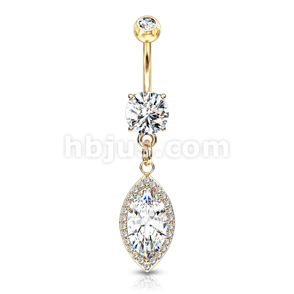 Round CZ Prong Set with Large Marquise  CZ with CZ Around Dangle 316L... - Image 4