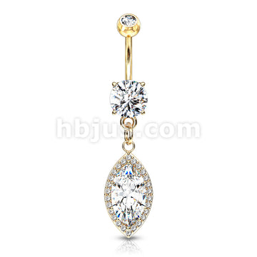 Round CZ Prong Set with Large Marquise  CZ with CZ Around Dangle 316L... - Image 4