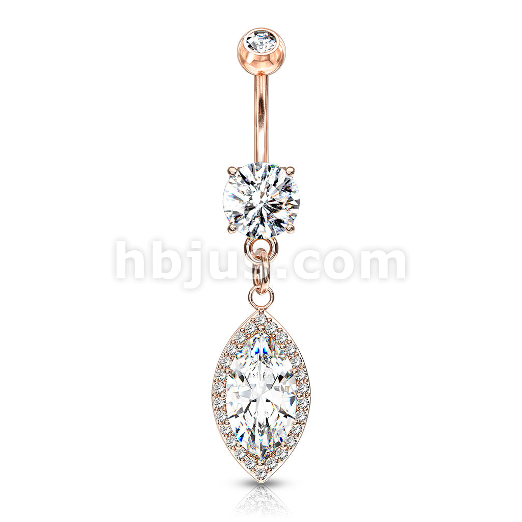 Round CZ Prong Set with Large Marquise  CZ with CZ Around Dangle 316L... - Image 5