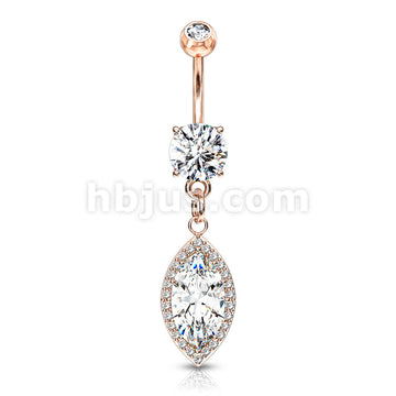 Round CZ Prong Set with Large Marquise  CZ with CZ Around Dangle 316L... - Image 5