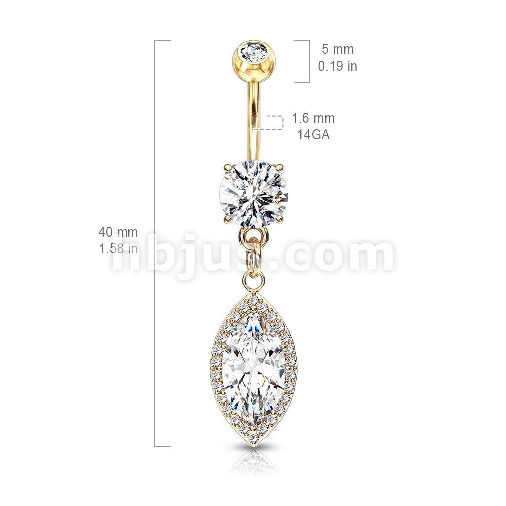 Round CZ Prong Set with Large Marquise  CZ with CZ Around Dangle 316L... - Image 6