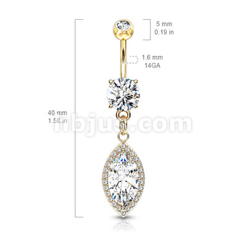 Round CZ Prong Set with Large Marquise  CZ with CZ Around Dangle 316L... - Image 6
