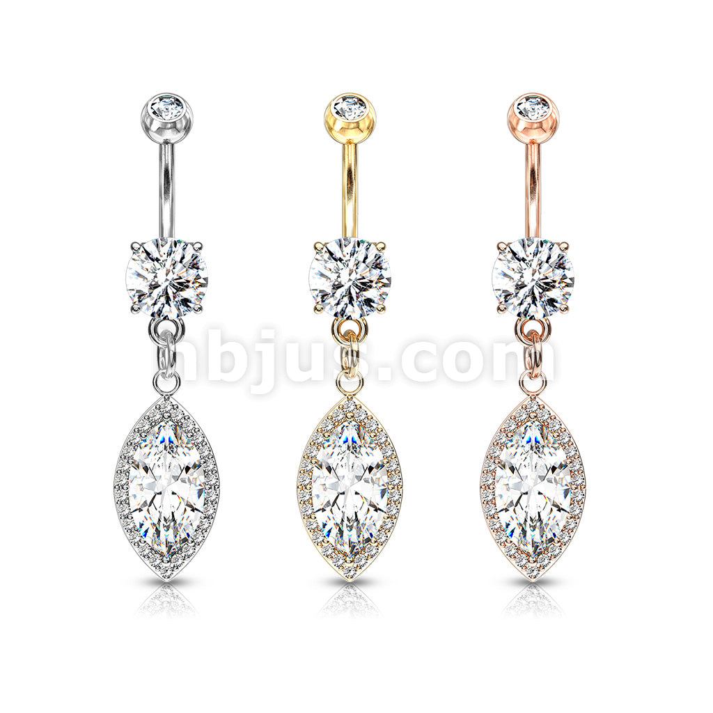 Round CZ Prong Set with Large Marquise  CZ with CZ Around Dangle 316L... - Image 7