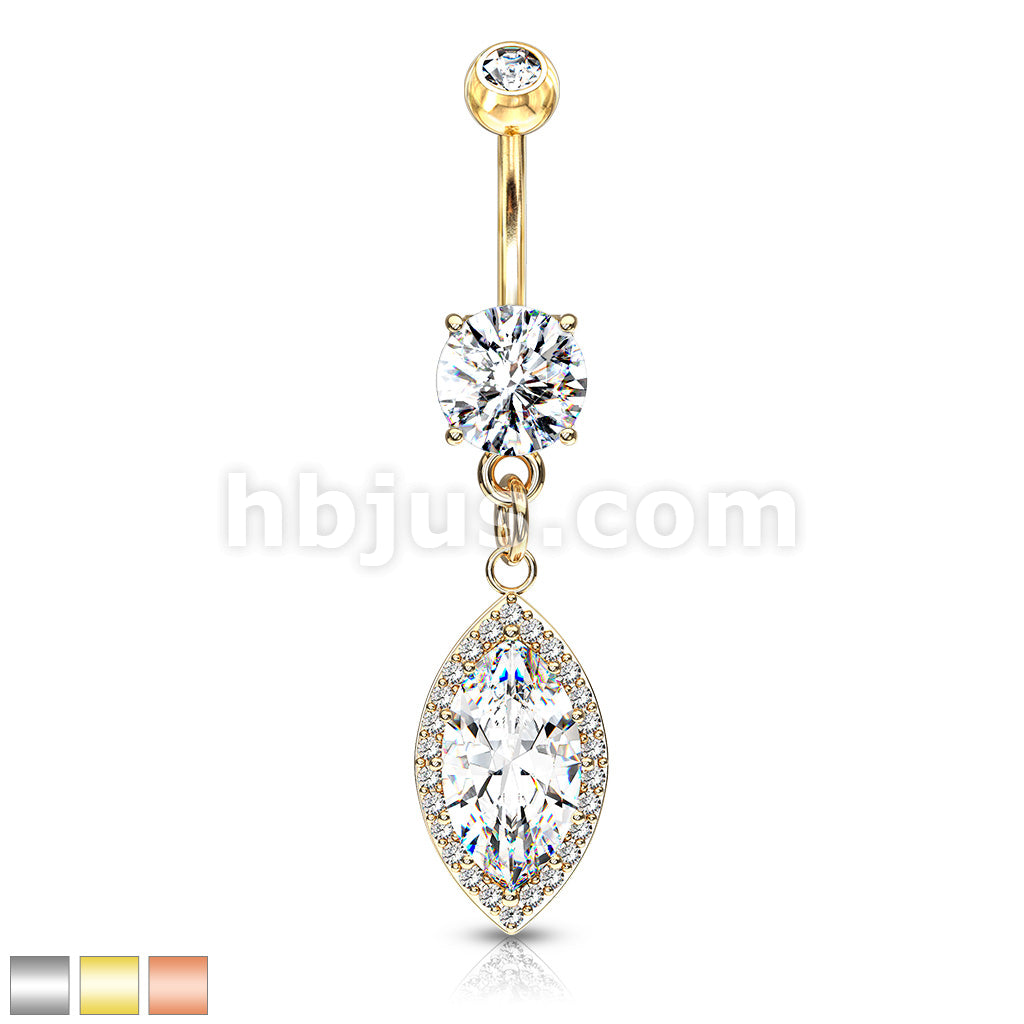 Round CZ Prong Set with Large Marquise  CZ with CZ Around Dangle 316L... - Image 2