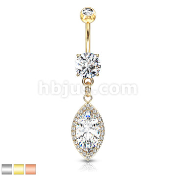 Round CZ Prong Set with Large Marquise  CZ with CZ Around Dangle 316L... - Image 2