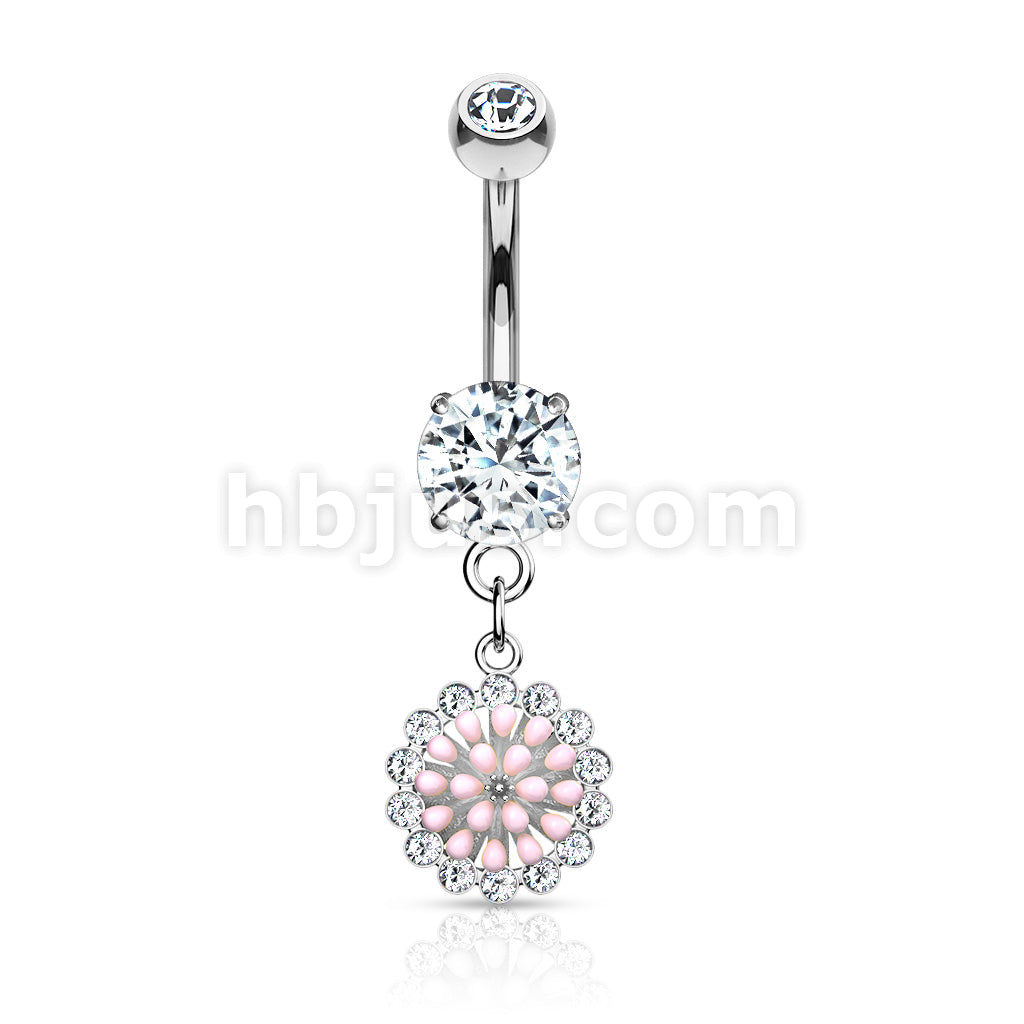 316L Surgical Steel 316L Surgical Steel Pink Enamel Cluster With CZ... - Image 3