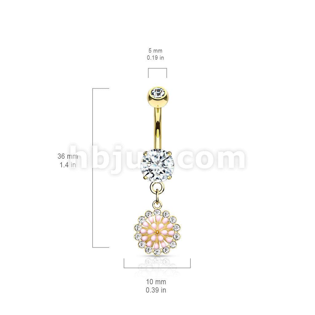 316L Surgical Steel 316L Surgical Steel Pink Enamel Cluster With CZ... - Image 6