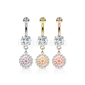 316L Surgical Steel 316L Surgical Steel Pink Enamel Cluster With CZ... - Image 7