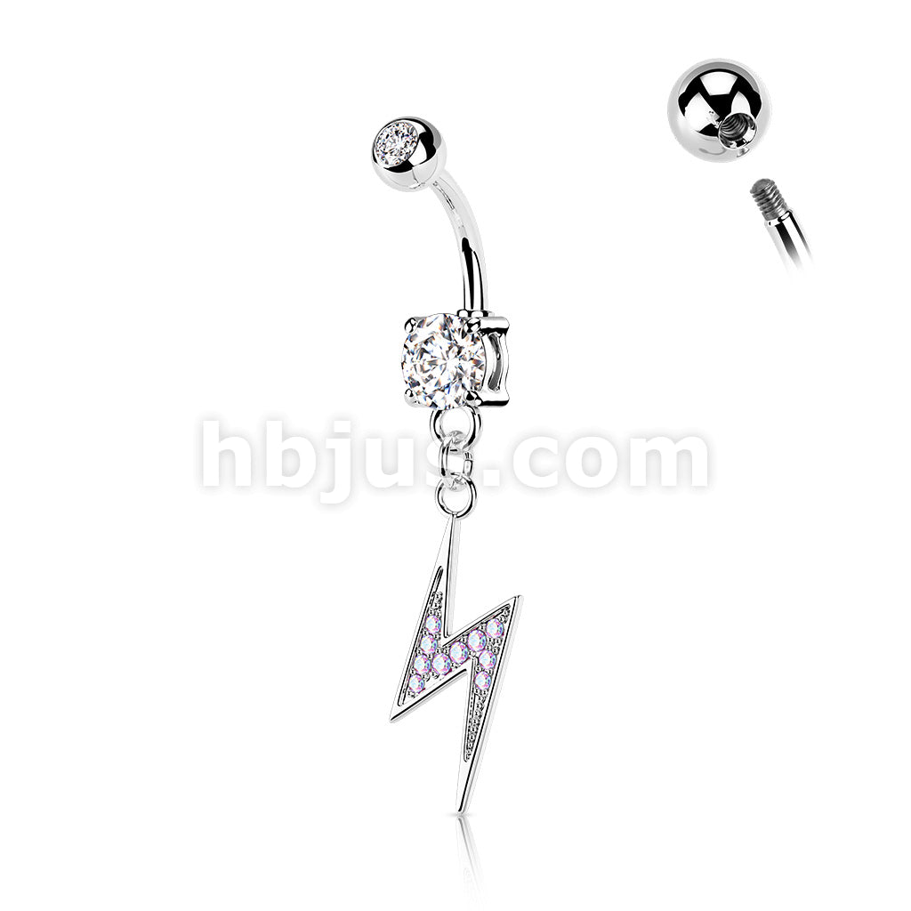 316L Surgical Steel 316L Surgical Steel Lightning Bolt Paved With AB CZ... - Image 3