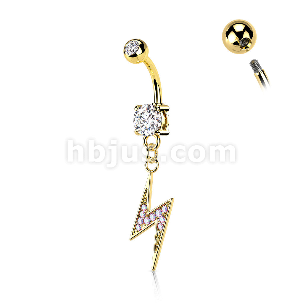316L Surgical Steel 316L Surgical Steel Lightning Bolt Paved With AB CZ... - Image 4