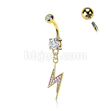 316L Surgical Steel 316L Surgical Steel Lightning Bolt Paved With AB CZ... - Image 4