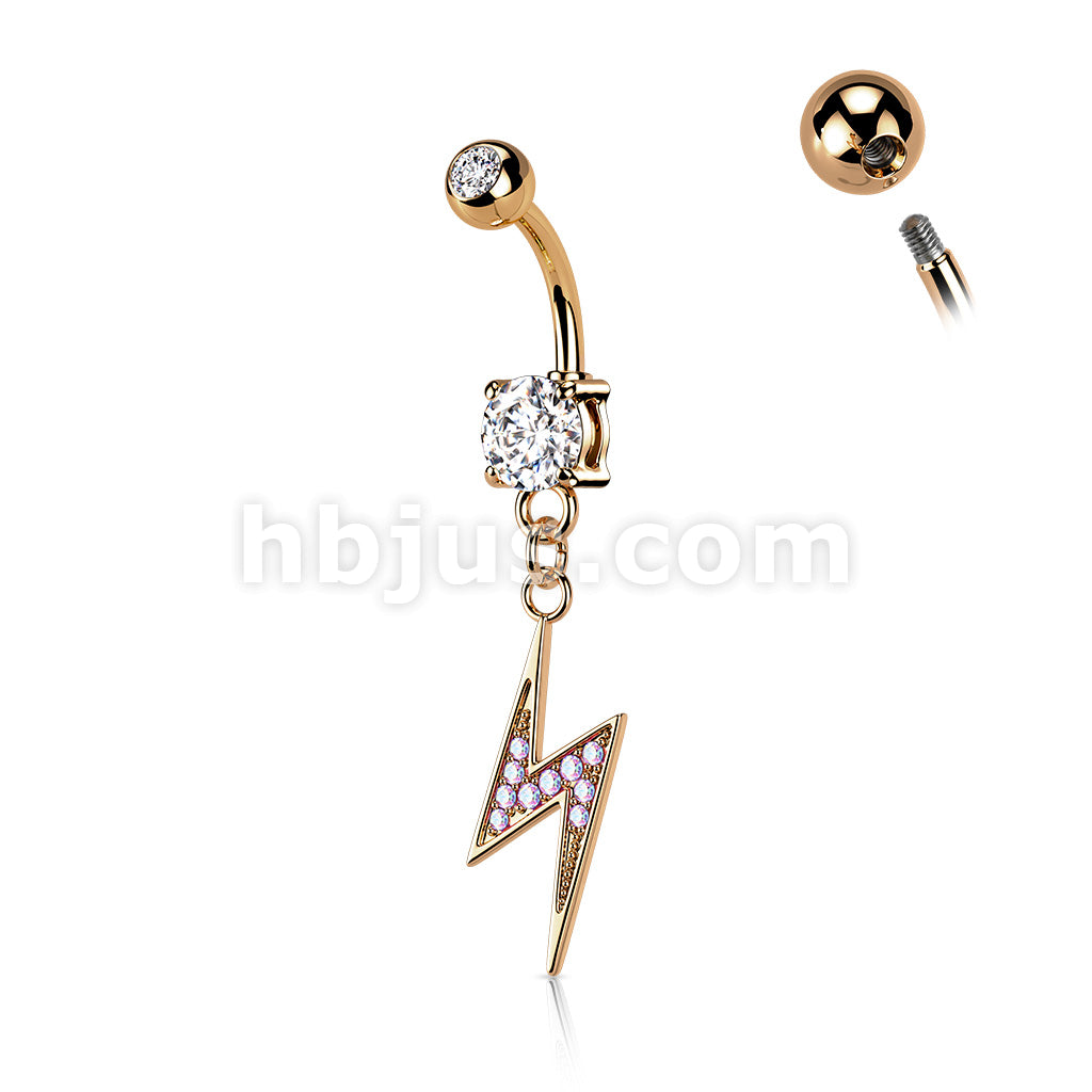 316L Surgical Steel 316L Surgical Steel Lightning Bolt Paved With AB CZ... - Image 5